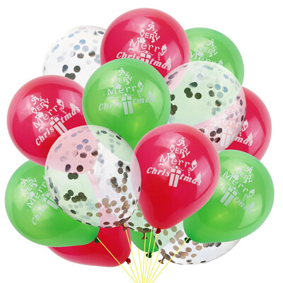 

15 Pcs Merry Christmas Balloons Confetti Printed Balloons Christmas Party Festival Home Decoration