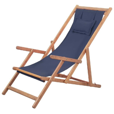 

Folding Beach Chair Fabric&Wooden Frame Blue