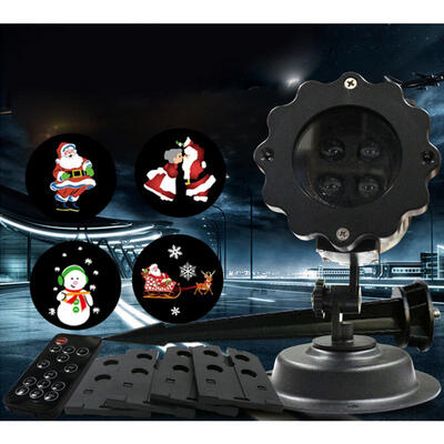 

Animation Cartoon Christmas Pattern Laser Projection Light Lawn Lamp With Remote Control For Home Decoration - EU Plug
