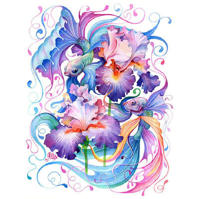 

5D DIY Full Drill Diamond Painting Colorful Fish Butterfly Cross Stitch Kit