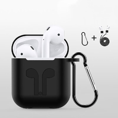 

3in1 Silicone Case for Apple AirPods Wireless BT Headset Protective Storage Box Cover Pouch Carabiner Lanyard