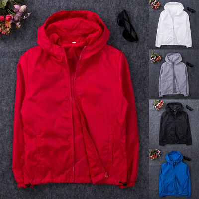

Mens Fashion Windbreaker ZIPPER Jacket Hoodie Sports Outwear Coat Gym