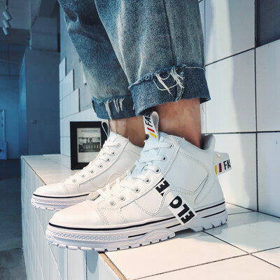 

Mens shoes summer fashion casual high canvas board shoes Joker white shoes Gao Bang white tide shoes