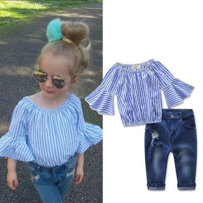 

Toddler Baby Kids Girls Outfit Long Sleeve T-shirt TopsJeans Pants Clothes Set