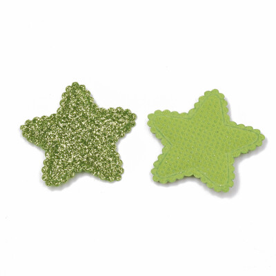 

Glitter PU Patches with Non Woven Fabric Back&Sponge Inside Star Green 33x3435x25mm