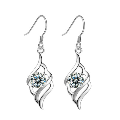 

Fashion Women Rhinestone Long Dangle Angel Wing Hook Earrings Party Jewelry Gift