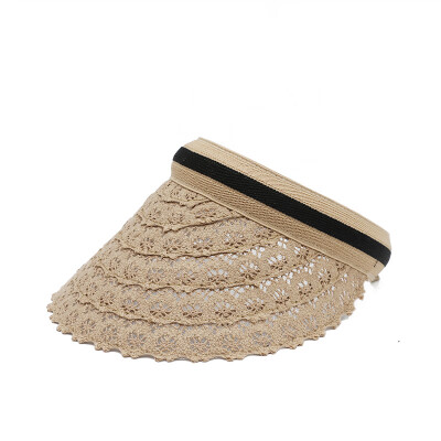 

Sun hat childrens summer lace openwork sun visor Korean version leisure no top outdoor travel empty top straw hat