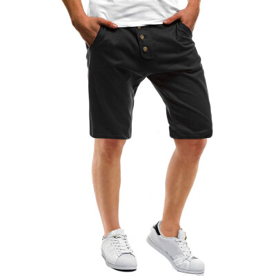 

Gobestart Mens Sport Pure Color Button Casual Loose Sweatpants Drawstring Shorts Pant