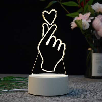 

〖Follure〗3D USB Acrylic Night Light LED Table Desk Bedroom Decor Gift Warm White Lamp