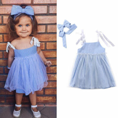 

US Infant Kids Baby Girls Lace Tulle Dress Sleeveless One-Piece Clothes Outfits