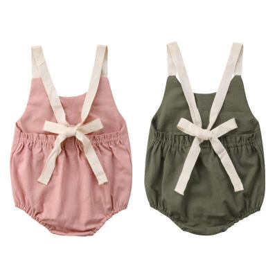 

Toddler Baby Girl Summer Bowknot Backless Romper Bodysuir Jumpsuit Outfit 0-24M