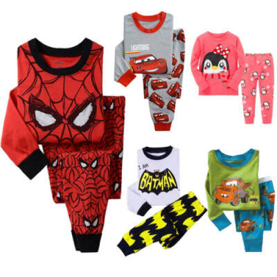 

Boy Girls Cartoon Pyjamas Kids Tracksuit Outfits T-Shirt Bottoms 1-8T Christmas