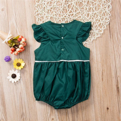 

Newborn Infant Baby Girls Christmas Romper Butterfly Sleeve Green Bodysuit Jumpsuit Sunsuit Clothes