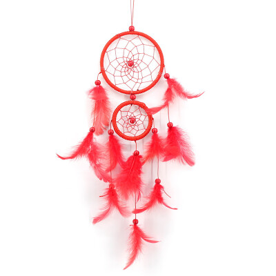 

Toponeto Handmade Lace Dream Catcher Feather Bead Hanging Decoration Ornament Gift