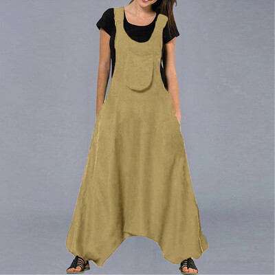 

Starmoon Women Casual Harlan Linen Sleeveless Soild Loose Sling Vest Playsuit Jumsuit