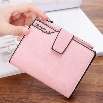 

Fashion Portable Small PU Leather Zipper Short Wallet Change Purse Cash Coin Pocket Pouch For Students Girls