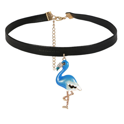 

The Coloured short necklace or short Grateful pattern Latest flamingo fashion creative accessories cortex Design necklace