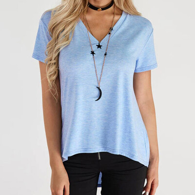 

Nomeni Womens Casual Hollowed Out Short Sleeve V-Neck T-shirt Tops Blouse