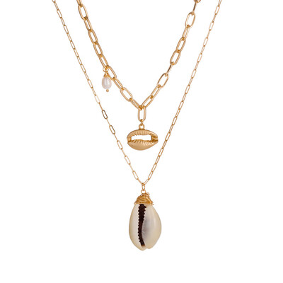 

Fashion White Pearl Shell Necklaces for Women Girls Metal Button Necklace Chokers Simple Summer Beach Jewelry Collar Wholesale