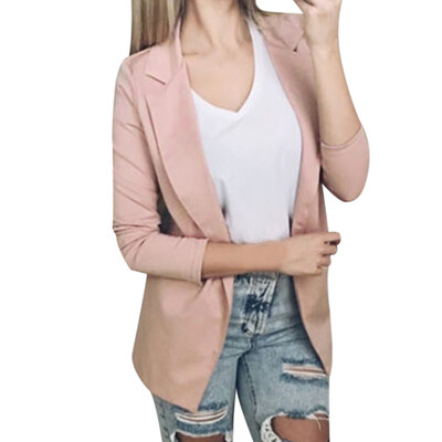 

Toponeto Womens Solid Open Front Cardigan Long Sleeve Blazer Casual Jacket Coat