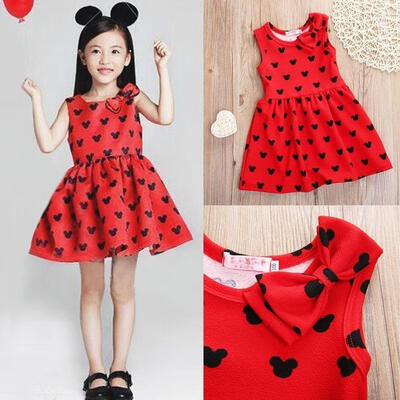 

2018 Lovely Kids Baby Girls Toddler Clothes Minnie Mouse Party Dress Vest Skirt 1-3Year Old