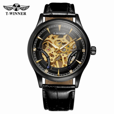 

WINNER A708 Men Watch Semi-Automatic Mechanical Watch Time Display Fashion Casual Leather Strap Luminous Hands Male Wristwatch Rel