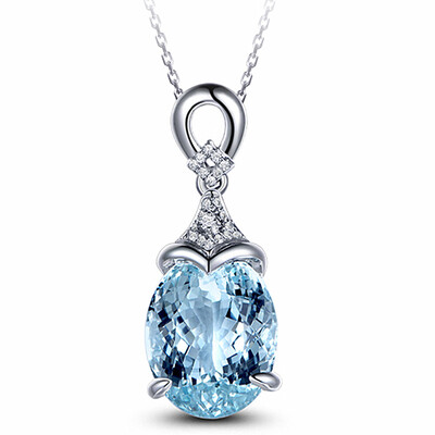 

New Mode Style Synthetic Crystal Teardrop Necklace Silver Color Jewelry Blue Austrian Crystal Pendant Necklace For Women Gifts