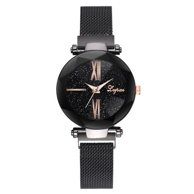 

Fashion Womens Starry Sky Watches Luxury Rose Gold Ladies Mesh Magnetic Watch Waterproof Female Wristwatch for Gift Clock 2019
