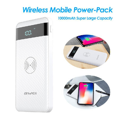 

AWEI Wireless Power-Bank 10000mAh Mobile Power-Pack Portable Fast Charging Backup External Battery-Pack for Mobile Phone
