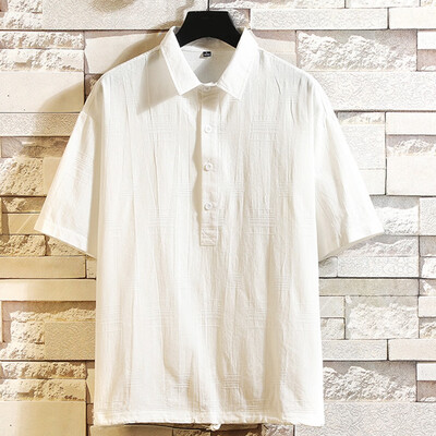 

Toponeto Mens Summer New Casual Pure Collar Short Sleeve Fashion Comfortable Blouse Top