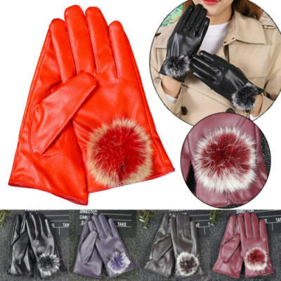 

Winter Leather Gloves Warm Thick Fleece Lined Thermal 360°Touch Screen Women New