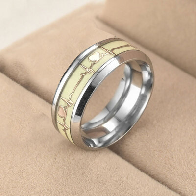 

Luminous Heartbeat Ring Stainless Steel Wedding Rings for Men Women Lovers Gift