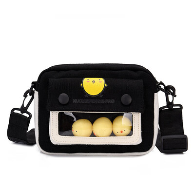 

Summer bag girl bag fashion canvas cartoon slant ins transparent bag ugly chick