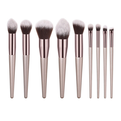 

Gobestart 9PCS Wooden Foundation Cosmetic Eyebrow Eyeshadow Brush Makeup Brush Sets Tools