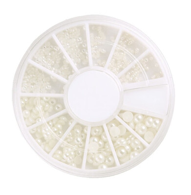 

Toponeto 3 Sizes Nail Art Decoration Flat Back Half Round White Imitation Pearls