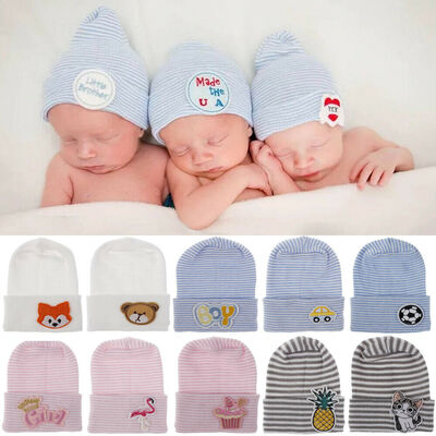 

Baby Soft Turban Newborn Hat Embroidery Winter Warm Beanie Crochet Knit Cap