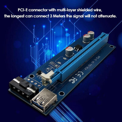 

PCI-E Express 1X to 16X Riser Card 4pin USB 30 Extender Cable with Power Supply for Bitcoin Mining