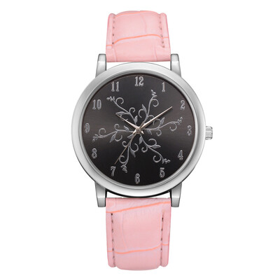 

Hot Womens Watches Roman Numeral Tree Pattern Disc Ladies Quartz Wristwatch Fashion Leather Strap Clock Zegarek Damsk
