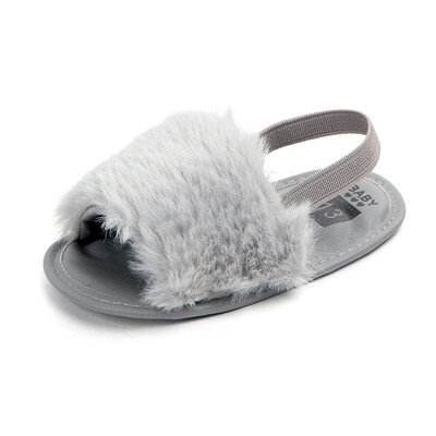 

Baby Infant Girls Soft Sole Shoes Plush Slide Sandal First Walkers Anti-slip Walking Shoes