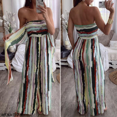 

Womens Floral Playsuit Holiday Summer Beach Jumpsuit Romper Long Trousers AU