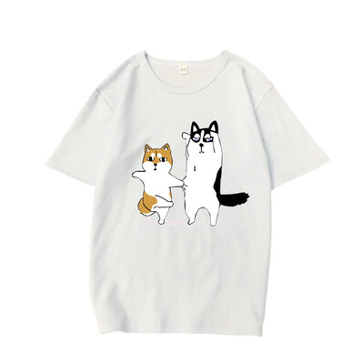 

Korean Style Cartoon Dog Printed Women T shirt Casual Loose Harajuku T-shirts Short Sleeves O-neck Summer Tops Female