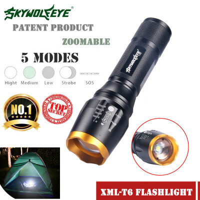 

Saidsome SkyWolfEye Outdoor Aluminum Flashlight XML-T6 5Modes Zoomable Light flashlight lamp