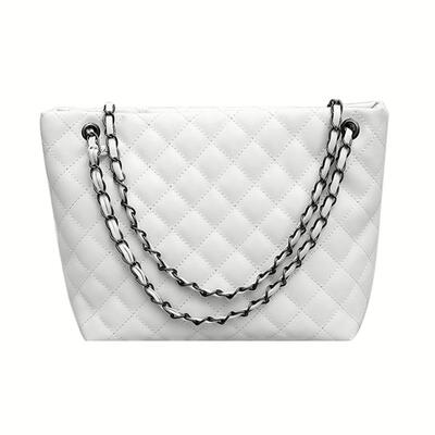 

Women Chain Shoulder Bag PU Leather Handbag Plaid Print Sling Satchel Bags