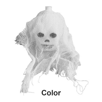 

Oasismall Battery Powered Halloween LED White Gauze Skull Ghost Light String Horror Decorative Lamp