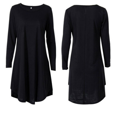 

Women Long Sleeve Casual Loose T-Shirt Long Blouse Tops Mini Short Dress Autumn