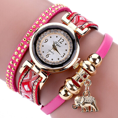 

Vintage Braided Alloy Elephant Pendant with Diamond Female Headset Womens Watch Korean Series