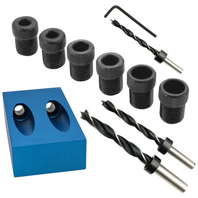 

14pcsset 6810mm Oblique ​Hole Locator Drilling Bits Jig Clamp Woodworking Kit