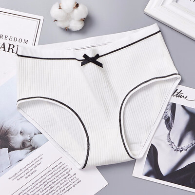 

Panties female autumn&winter new sexy comfortable thread panties female cute bow large size cotton striped briefs