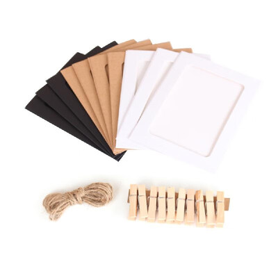 

10PcsSet Vintage Kraft Paper Photo Frame Strings DIY Wall Picture Hanging Album Rope Clip Set Home Decoration
