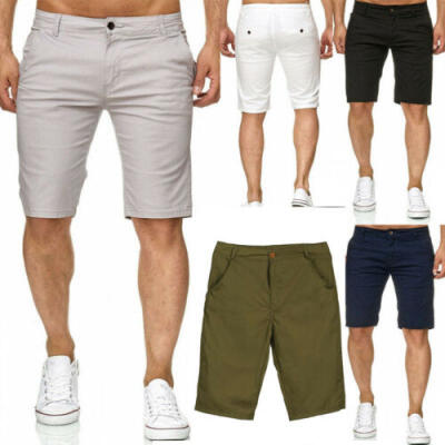 

2019 Summer Mens Stretch Chino Shorts Casual Flat-Front Khaki Slim Fit Half Pant